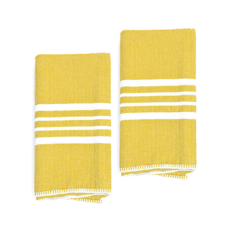 Cotton Stripe Tea Towel Kitchen Towel, Yellow