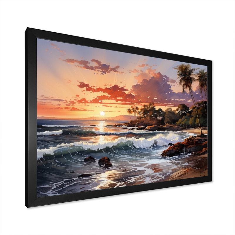 Thai Coastal Sunset - Nautical & Beach Wall Decor, H 16 po x l 32 po x P 1 po, Cadre photo noir