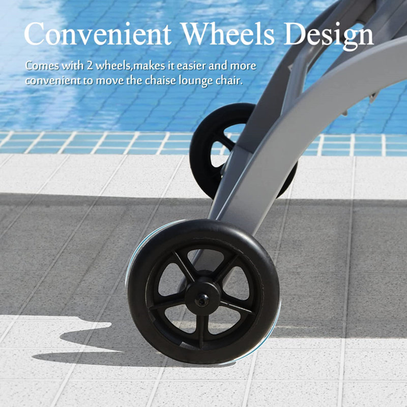 Outdoor Lounge Chairs 2Pcs Grey. 5 Adjustable Levels, Rust- Aluminium, Fabric, Wheels For Mobility, Easy Installation 2 In Extra-Wide Seats, Position , Aluminium Construction, Convenience
