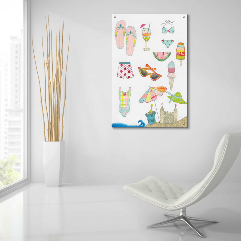 «At the Beach I» par Courtney Prahl, art mural en verre acrylique, H 36 po x l 24 po x P 0,2 po