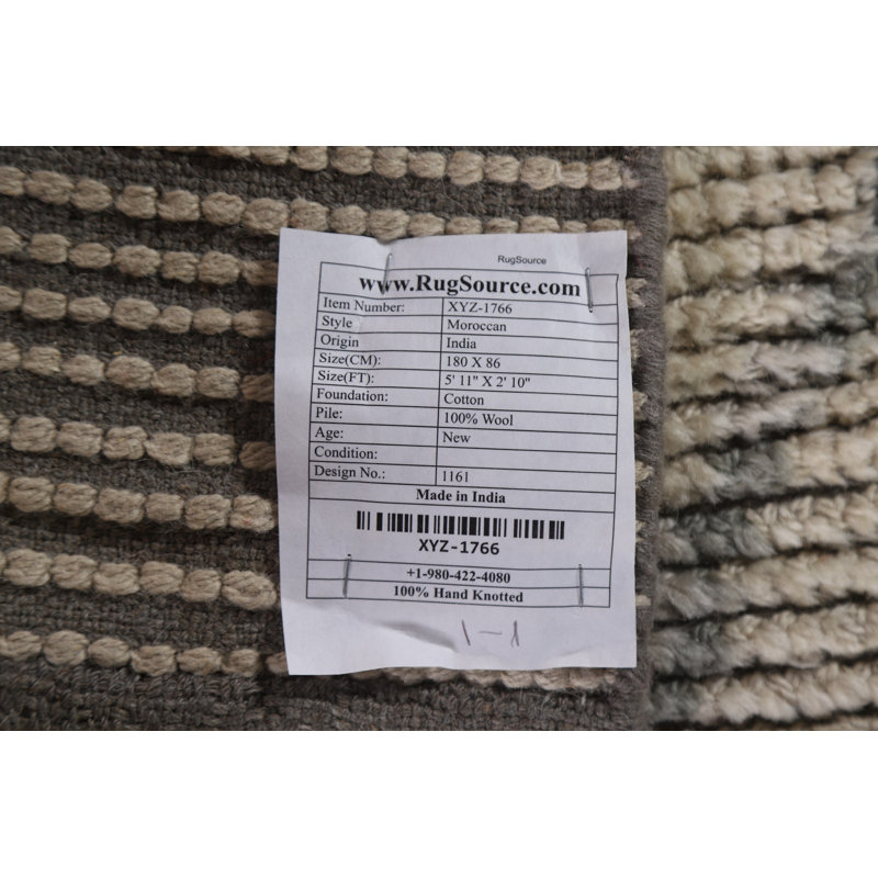 One-of-a-Kind 2'10" X 5'11" New Age Wool Area Rug in Grey