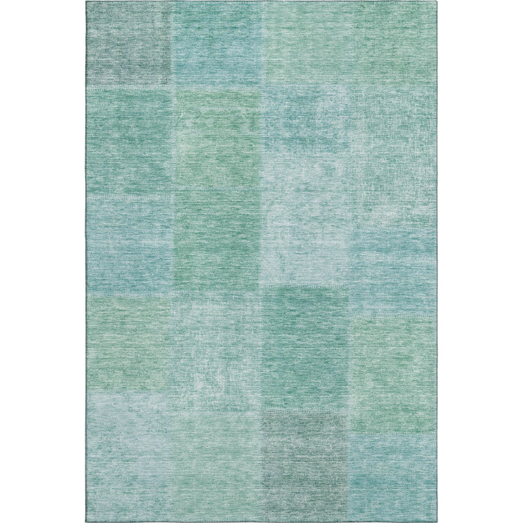 Premium Machine Washable Prisco Teal Rug
