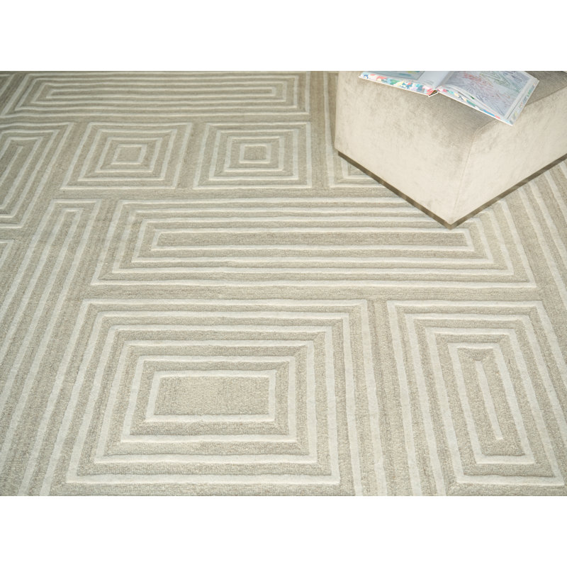 Teton Handmade New Zealand Wool Cream/Ivory Area Rug, Rectangle 10' x 14'