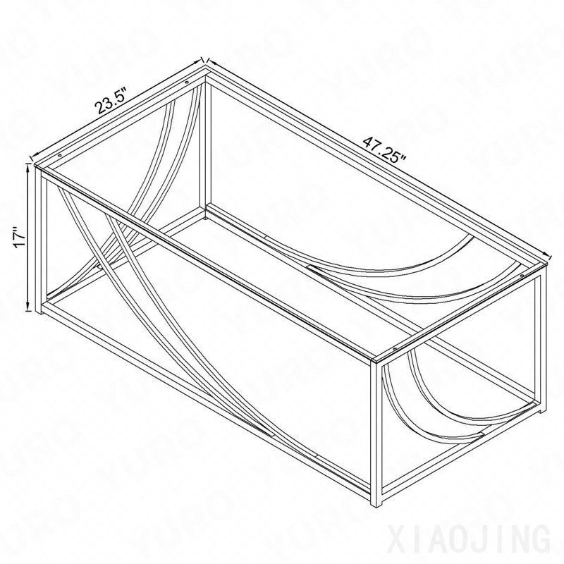 Table basse en verre et chrome avec pieds en métal