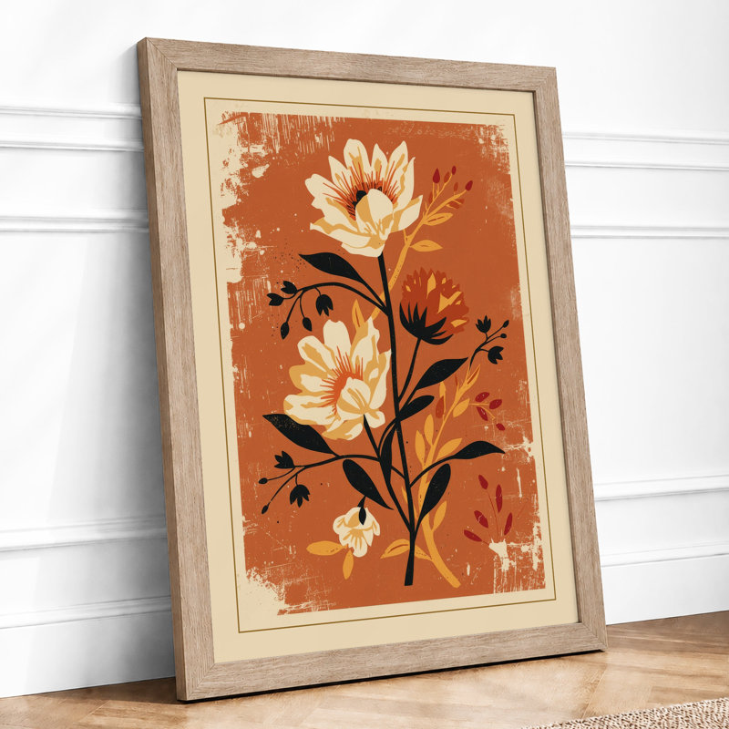 Delicate Stems in Cream Botanical - Framed Print, A1 - 84.1 x 59.4 cm, Oak