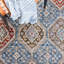 Tapis oriental tissé à la machine ivoire / bleu Oriental-66093995