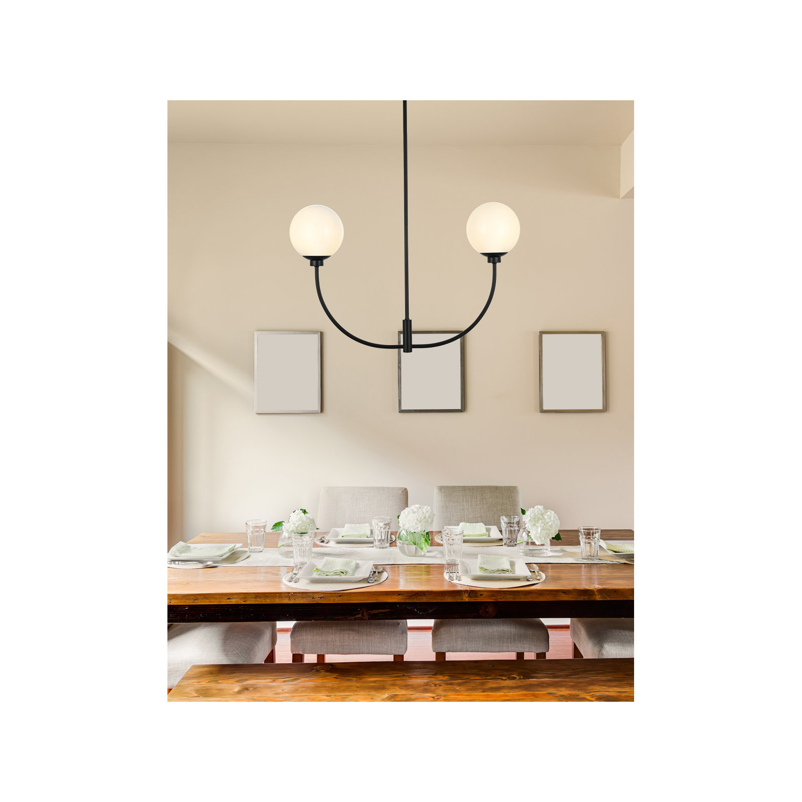 Kyle 2 - Light Metal Chandelier, 19" H x 30" W x 7" D, Black