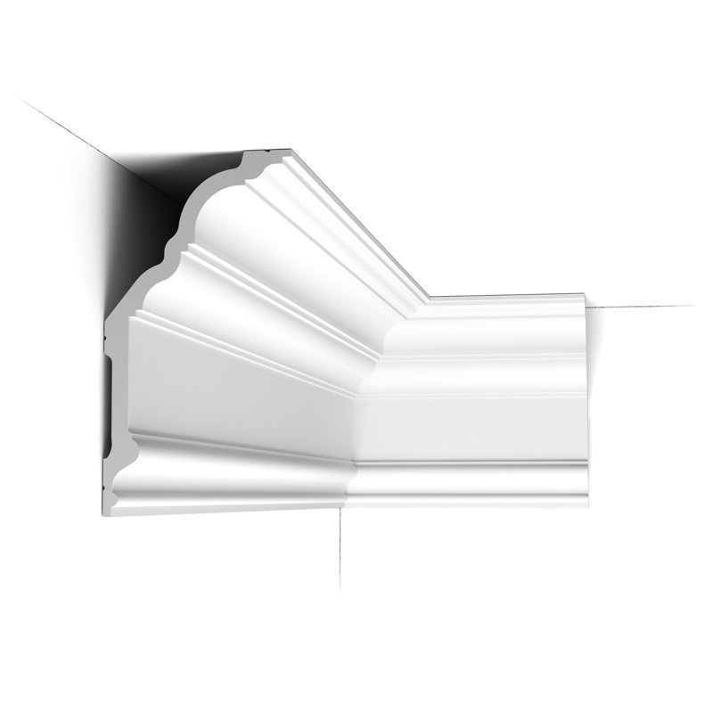 Moulure couronnée en polyuréthane blanc uni apprêté 5 5/16 po x 10 po x 78 3/4 po
