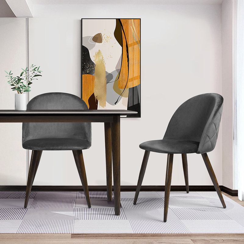 Abel 46cm H Velvet Upholstered Side Chair, Grey