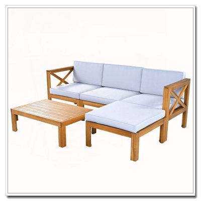 Ensemble de conversation modulaire 5 pièces avec coussins d'extérieur