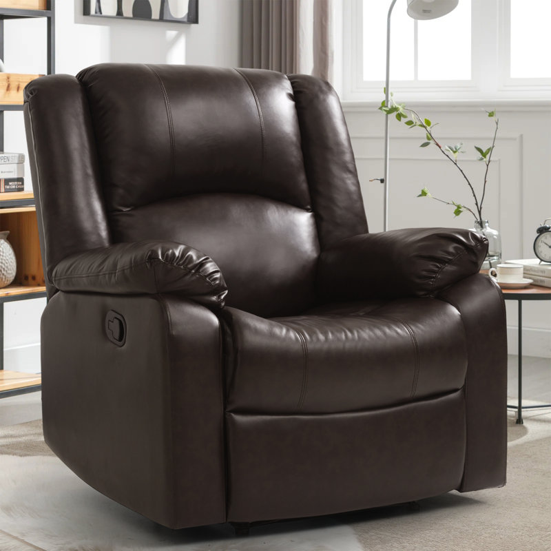 Fauteuil inclinable manuel en similicuir respirant Tachara, Brun foncé