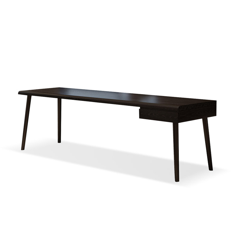 Black Rectangular Solid Wood with 1 drawers desk, 29.53" H x 86.61" W x 23.62" D
