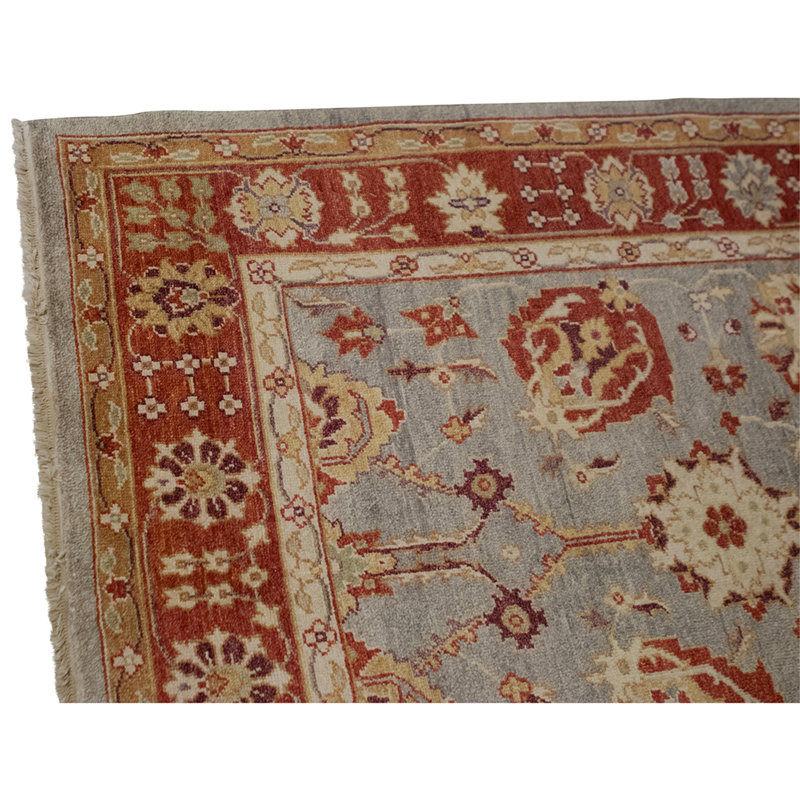 Tapis gris et ambre noué à la main de haute qualité, Rectangle 48 po x 76 po