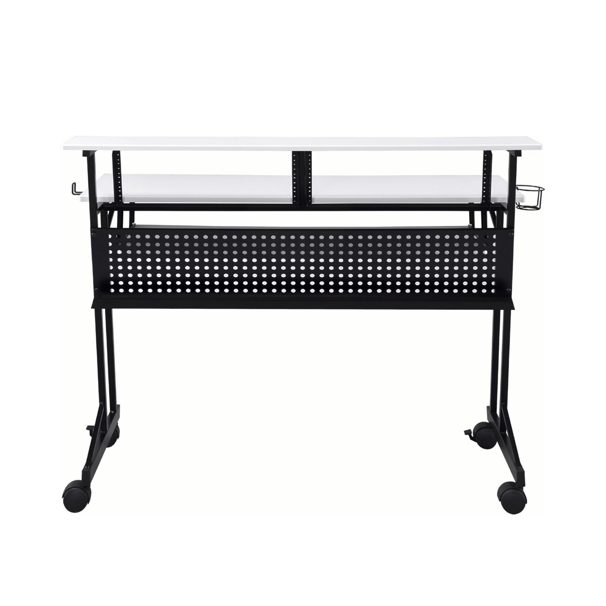 Latitude Run® Music Recording Studio Desk With Keyboard Tray, White And ...