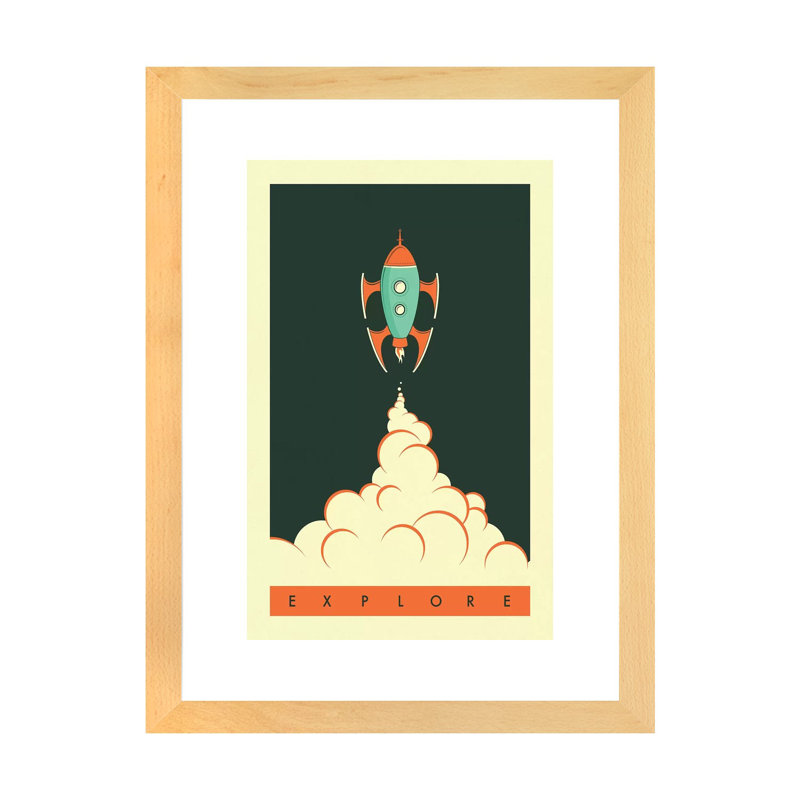 Explorez II, art encadré pour enfants, H 24 po x l 16 po x P 1 po, Papier encadré naturel
