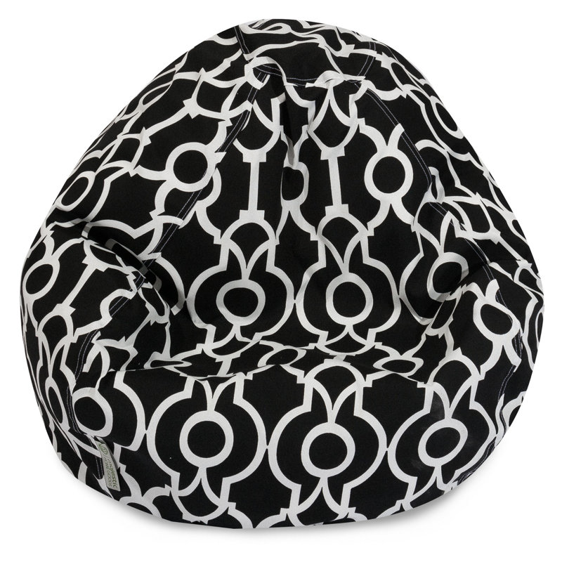 Polyester Bean Bag Chair & Lounger, 22'' H x 28'' W x 28'' D, Black Geometric 3