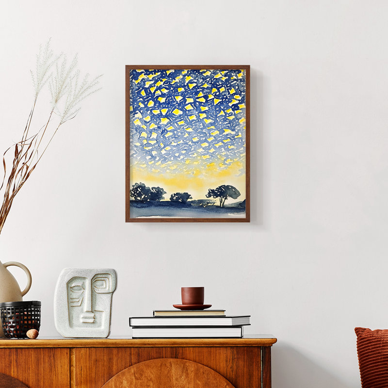 Paysages de la série XLIV - reproduction encadrée de qualité supérieure - prête à être accrochée - aucun clou requis, Noyer