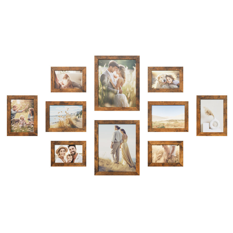 28.4x23.3x1.2cm/20.2x15.2x1.2cm/18.2x13.2x1.2cm Picture Frame - Set of 10, Brown