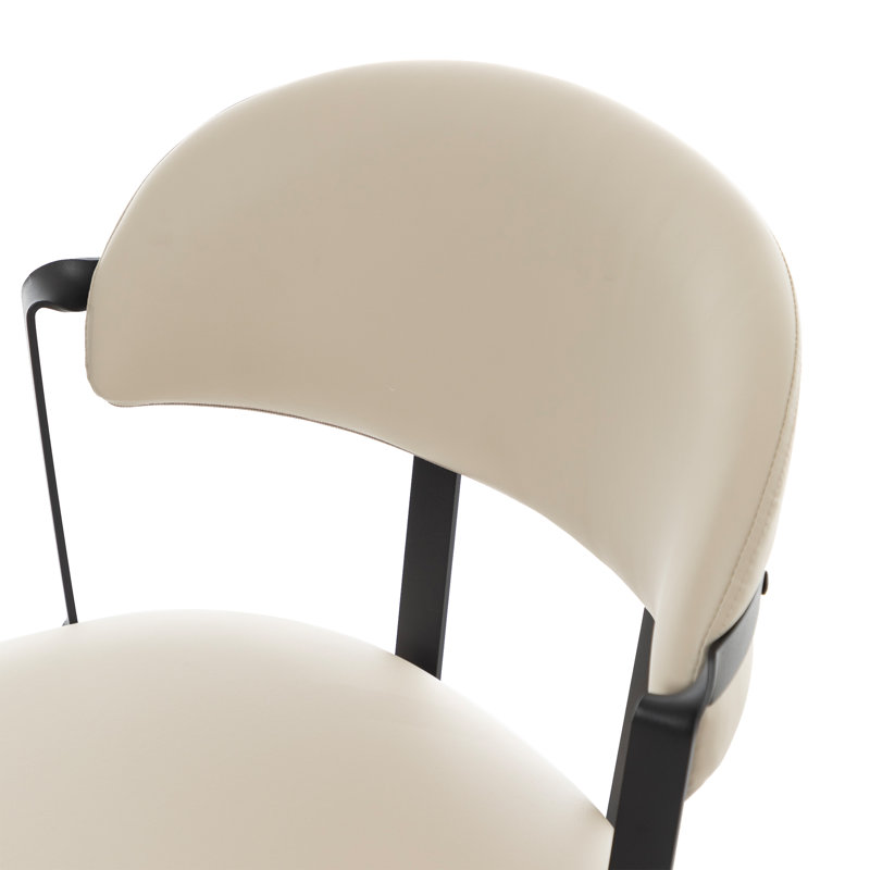 Windsor 6-Piece Dining Chair Set, 2 Armchairs & 4 Side Chairs, PU Upholstered, Metal Frame, Beige