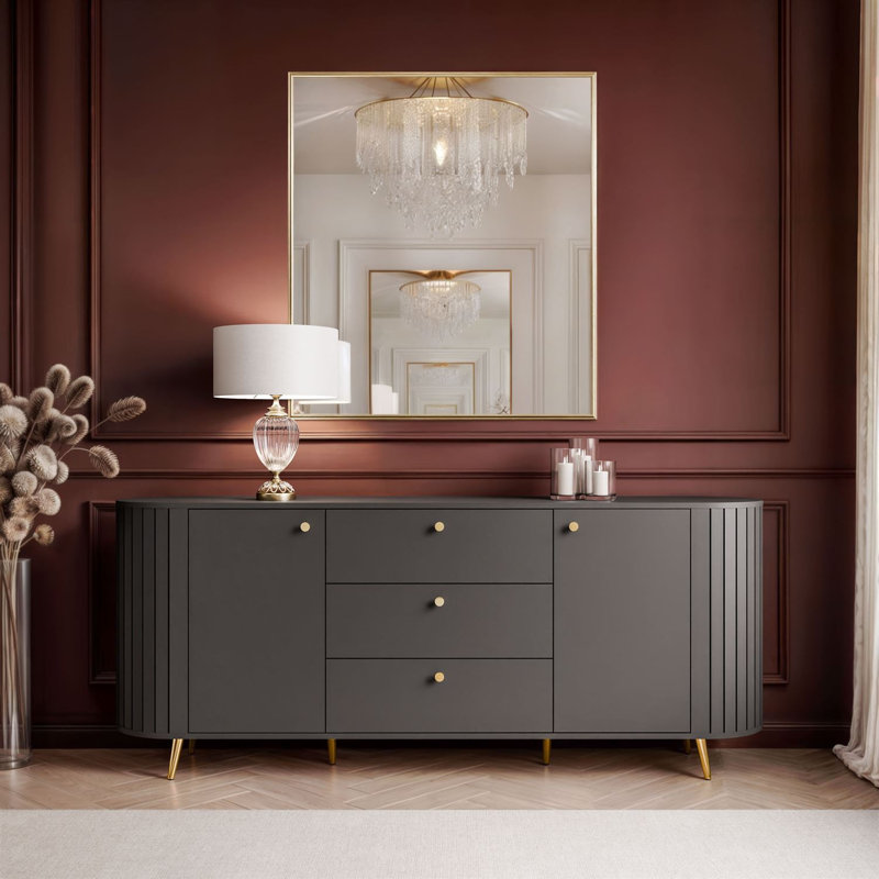 190cm Sideboard, Black/Gold
