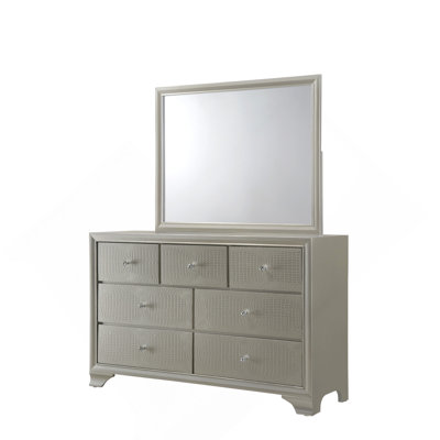 Ensemble de meubles de chambre à coucher en bois à motif de crocodile embossé 7 tiroirs