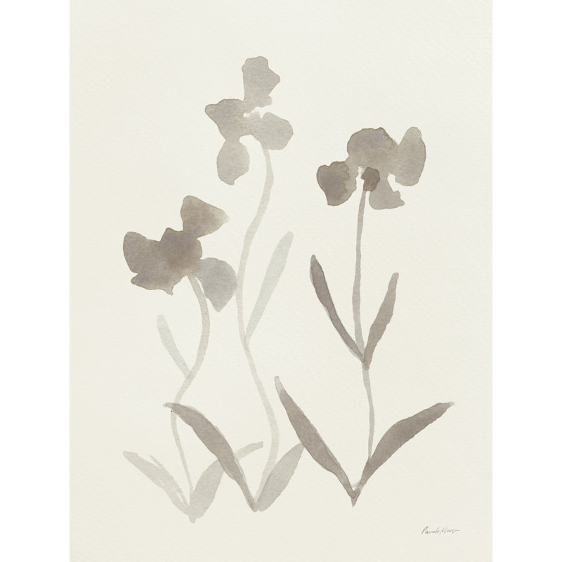 «Gray Florals I» par Pamela Munger, Pas de tapis, H 16 po x l 12 po x P 1,25 po, Toile tendue
