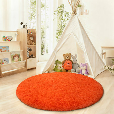 Solid Rug Soft Fluffy Orange Indoor Area Rug for Living Room Bedroom Nursery Kids Room