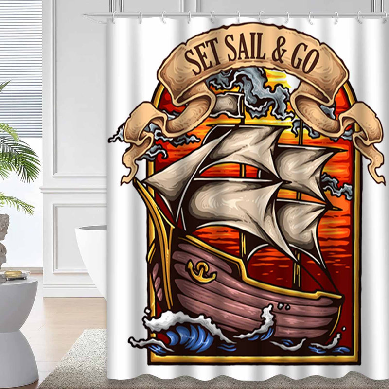 Rideau de douche bateau avec 12 crochets, L 72 po x l 84 po