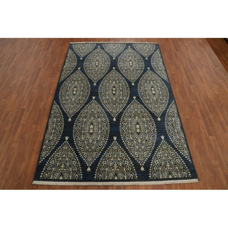 Tapis bleu marine de style Gabbeh 6 x 9