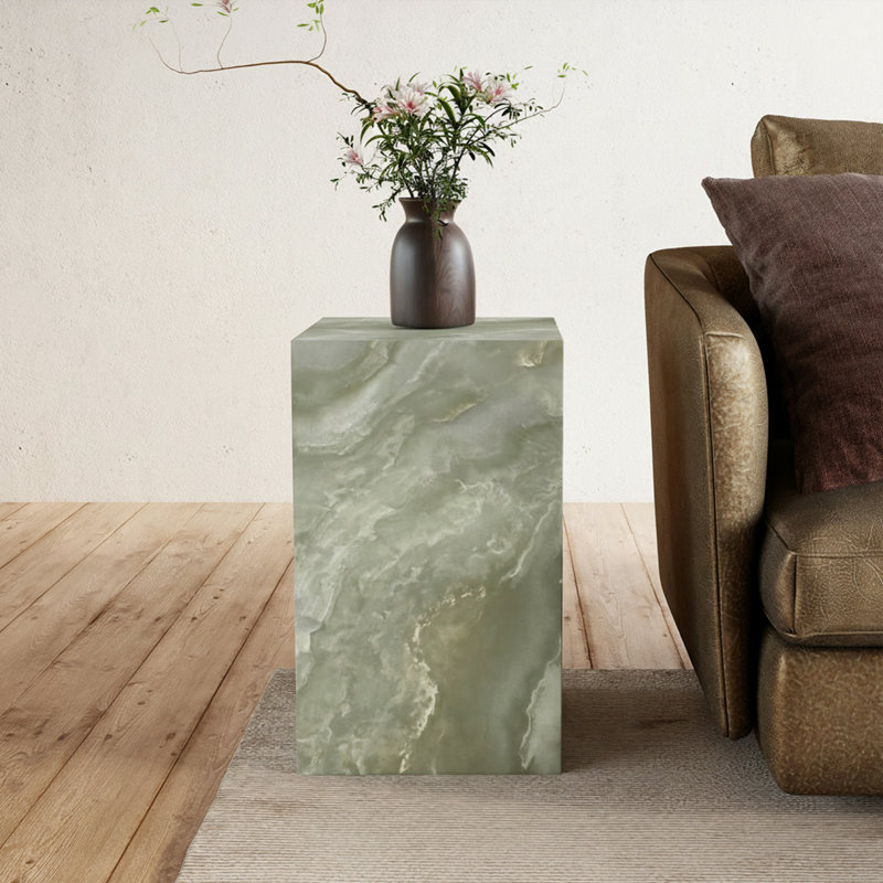 Chiel 20" Tall End Table with Stylish Textured Design, Green