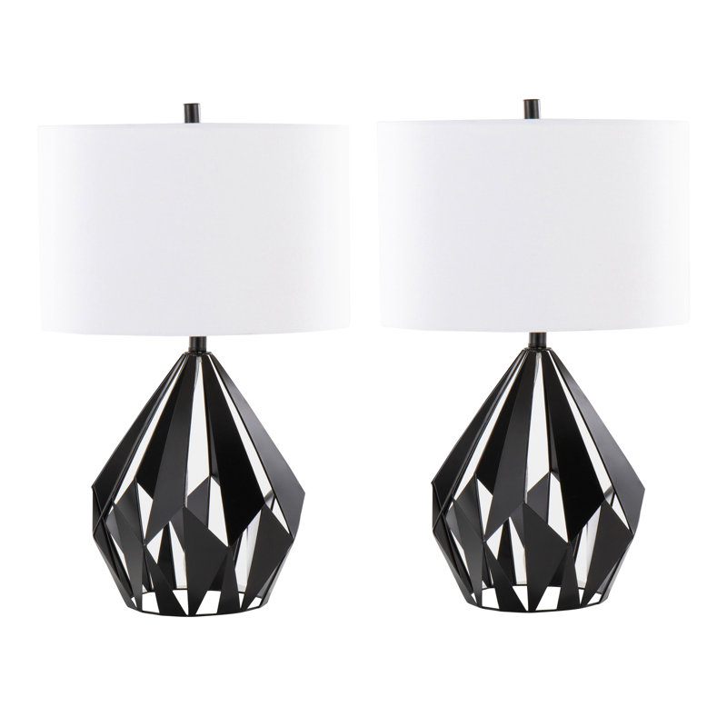 Bonique Geome Tri 28" Contemporary Metal Table Lamp in Metal with White Shade
