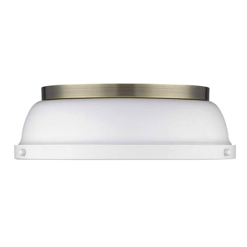 Plafonnier encastré 2 lumières Calico, Blanc mat, Laiton vieilli
