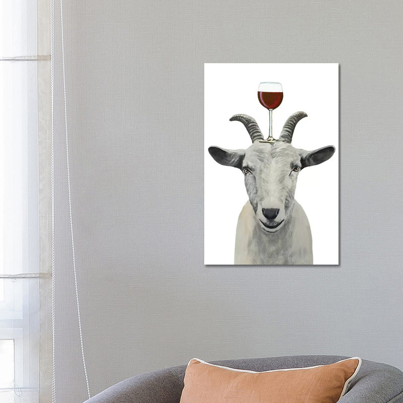 Goat With Wineglass by Coco De Paris - Wrapped Canvas Print, 66.04 cm H x 45.72 cm W x 3.175 cm D