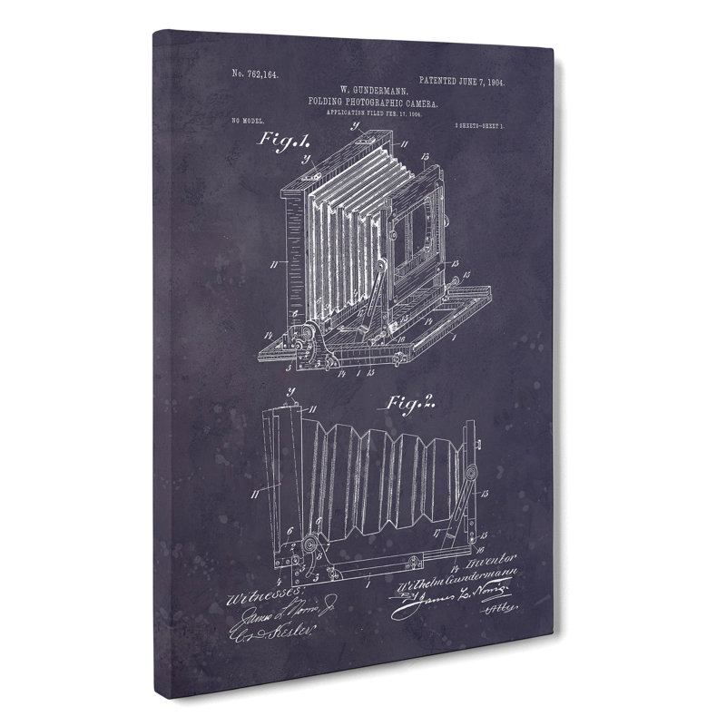 Camera Patent Dark - Wrapped Canvas Drawing - Wrapped Canvas, 50cm H x 35cm W x 3cm D
