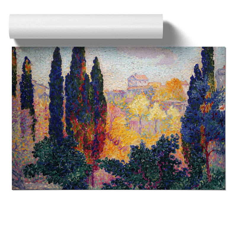 Cypresses by Henri-Edmond Cross - Painting, 42cm H x 59cm W x 0.1cm D, No Frame Paper