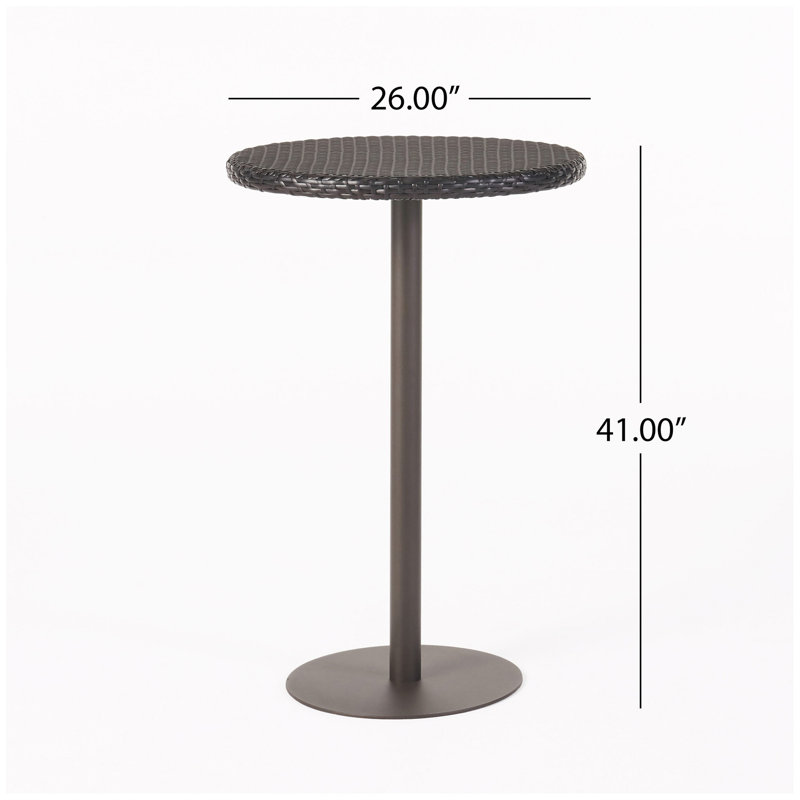 Table de bar d'extérieur ronde en rotin de PE de 26 po Multibrown