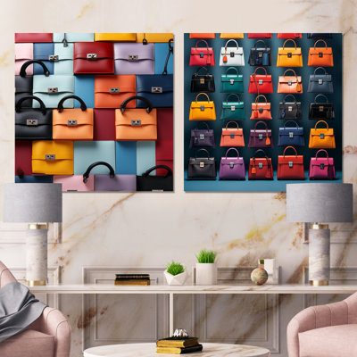 Ensemble de 2 sacs à main colorés Fashion I - Fashion Bag Wall Art Living Room