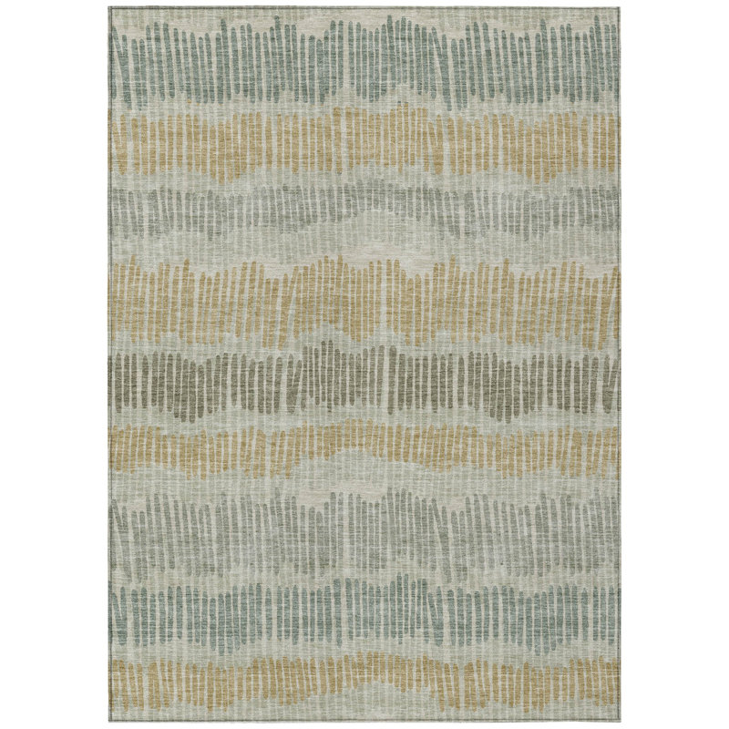 Tapis intérieur lavable rayé beige et gris 3 pi x 5 pi