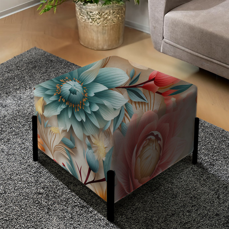 Collage de couleurs pastel éclectique floral - repose-pieds carré éclectique