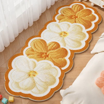 Floral Pattern Anti-Slip Bedroom Bedside Carpet Living Room Coffee Table Durable Mat