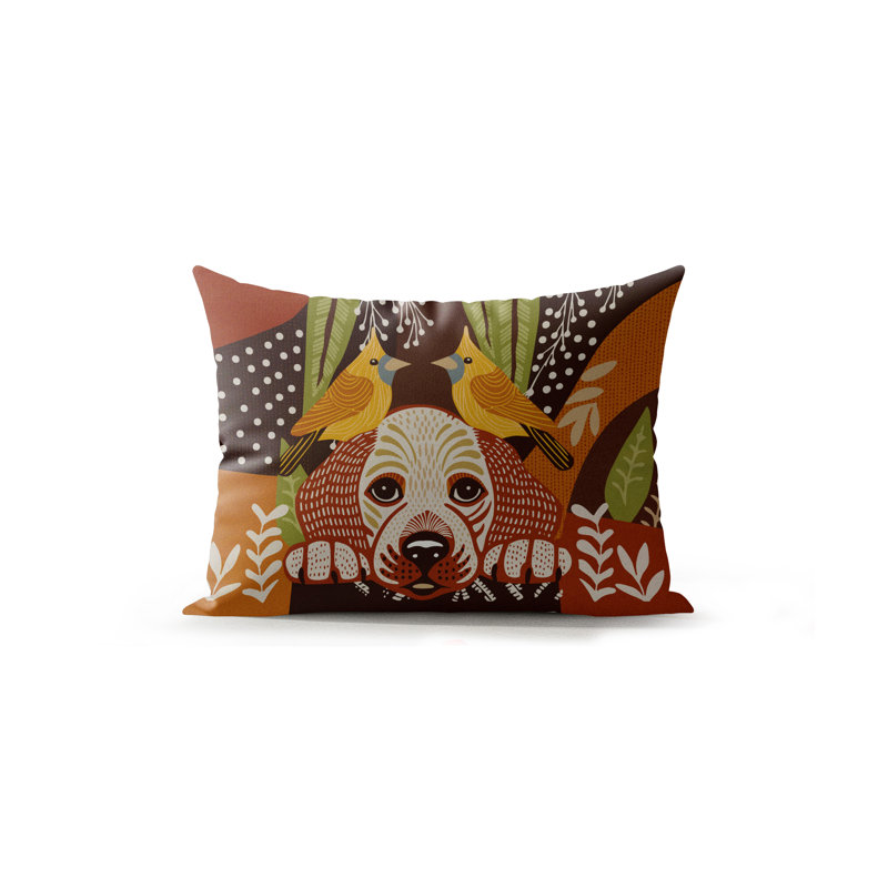 Lanie Microsuede Rectangular Pillow, Brown/Green/Beige/Yellow