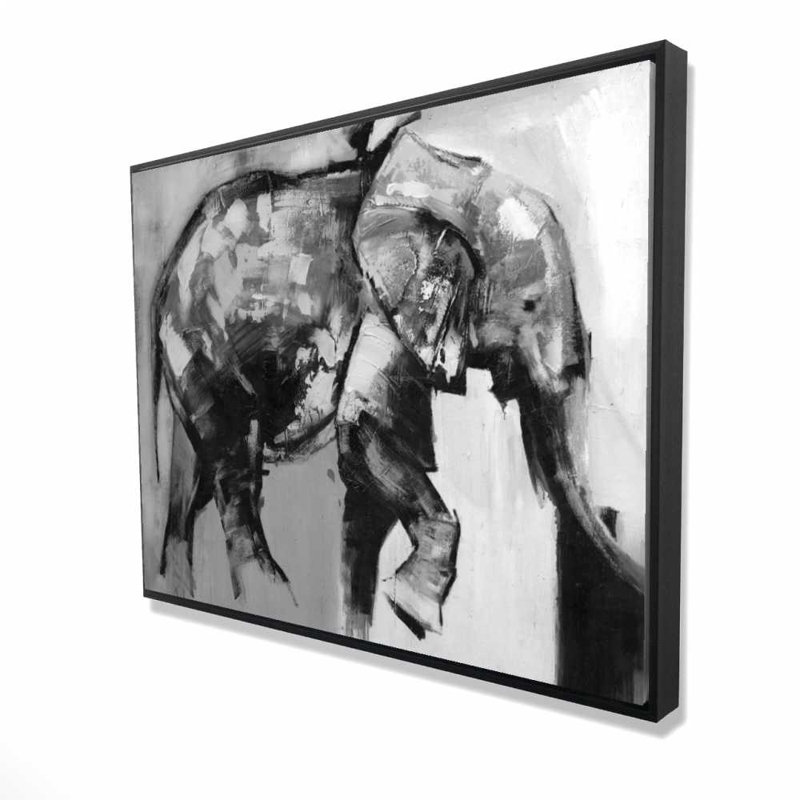 Magnifique éléphant monochrome | Toile grise avec animaux gris