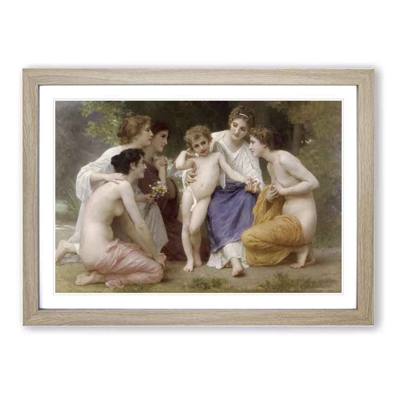 Admiration by William Adolphe Bouguereau - Picture Frame Painting, 48cm H x 65cm W x 2cm D, Oak Framed
