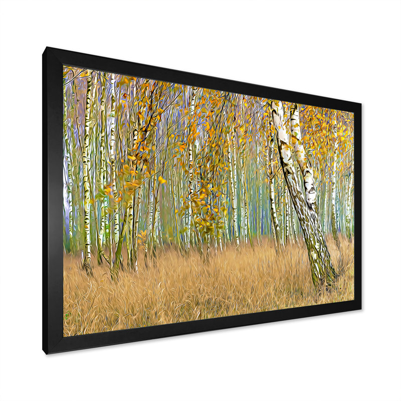 «Autumn Birch Forest Art III», reproduction sur toile flottante, Cadre photo noir, H 12 po x l 20 po x P 1 po