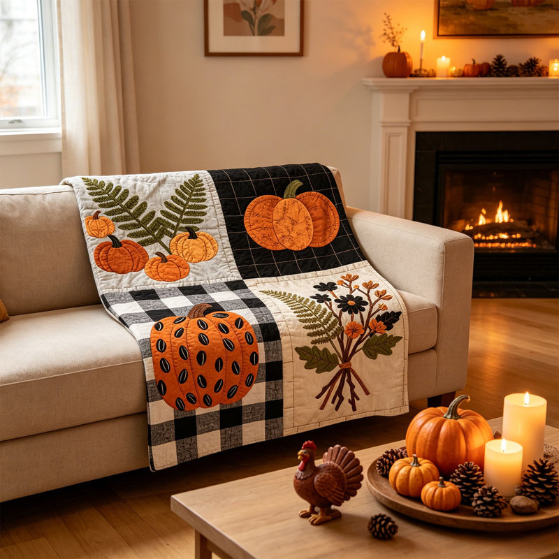 Couverture mignonne sur le thème de l'automne pour l'Action de grâce, couverture pour la sieste