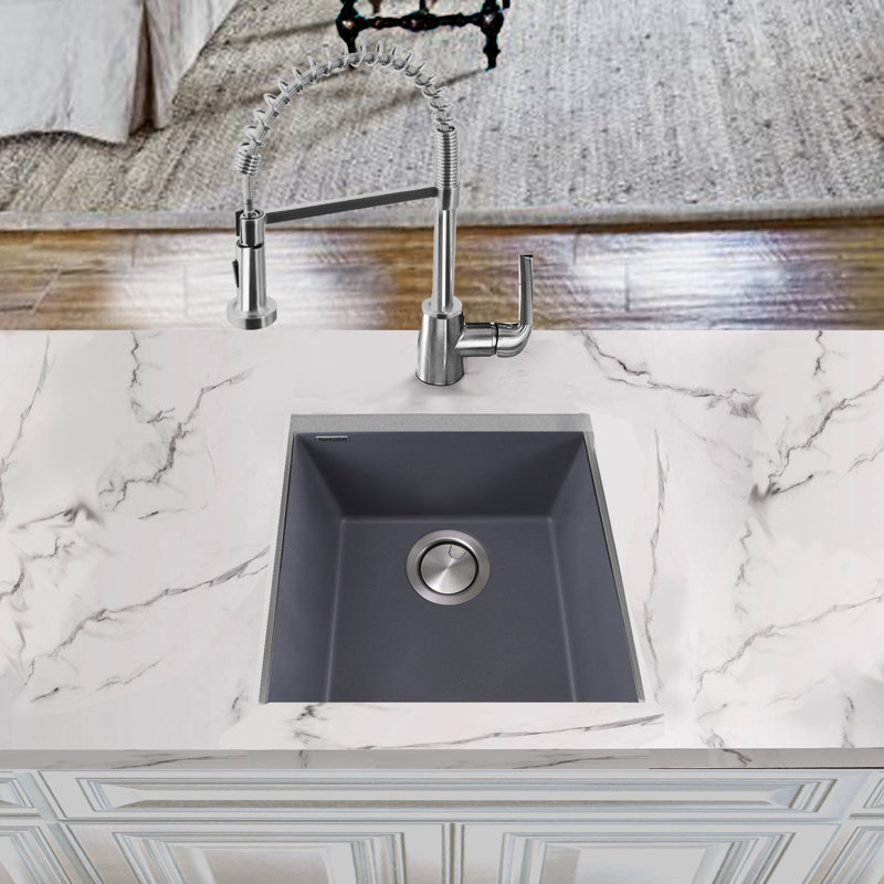 Plymouth 17'' L Single Basin Kitchen Sink, Titanium