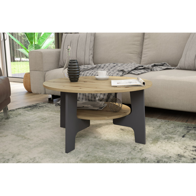 Couchtisch mit Stauraum, Graphit/Artisan Eiche