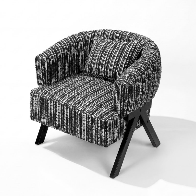 Fauteuil 2PC-Mid Century, Noir, 2