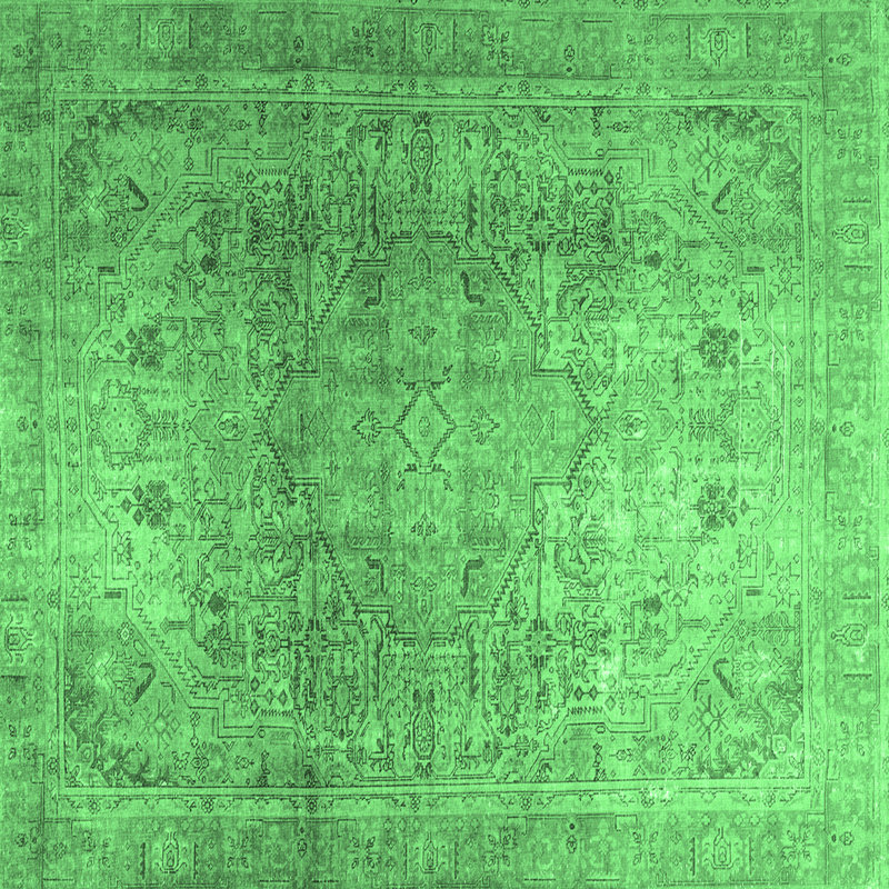 Tapis carré en laine / polyester oriental vert 6 pi x 6 pi à la machine Oriental