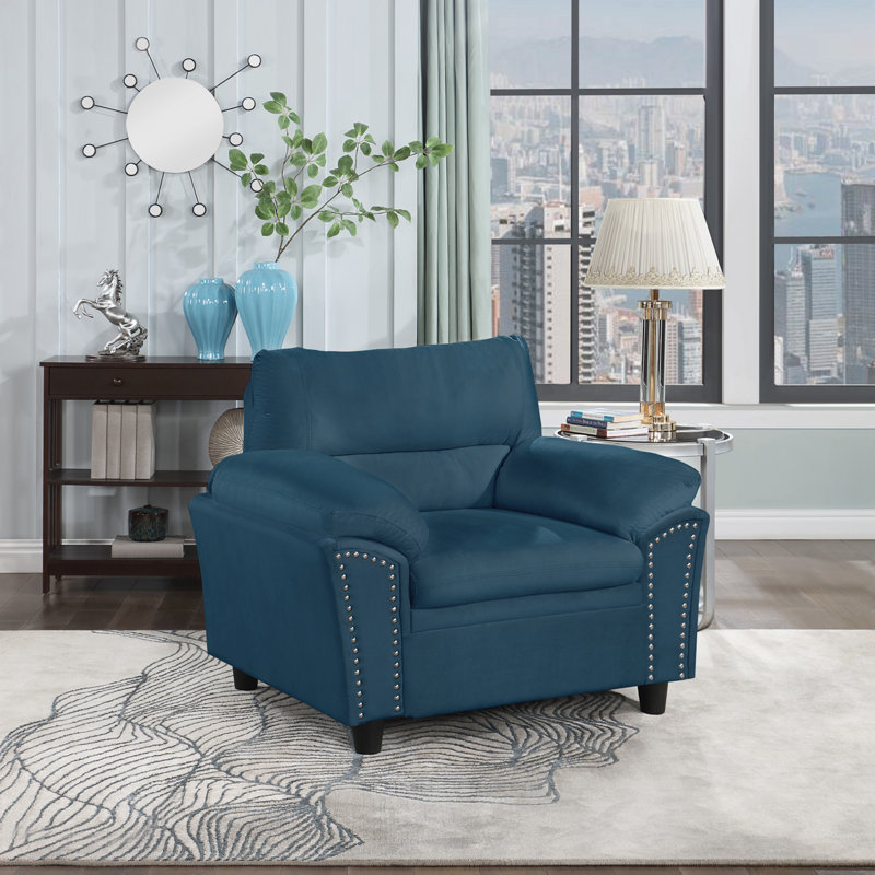 Fauteuil Napfle, Velours bleu